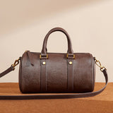 Camille | Brown Leather Duffle Satchel – Classic & Chic - in Brown | Arvea Bags