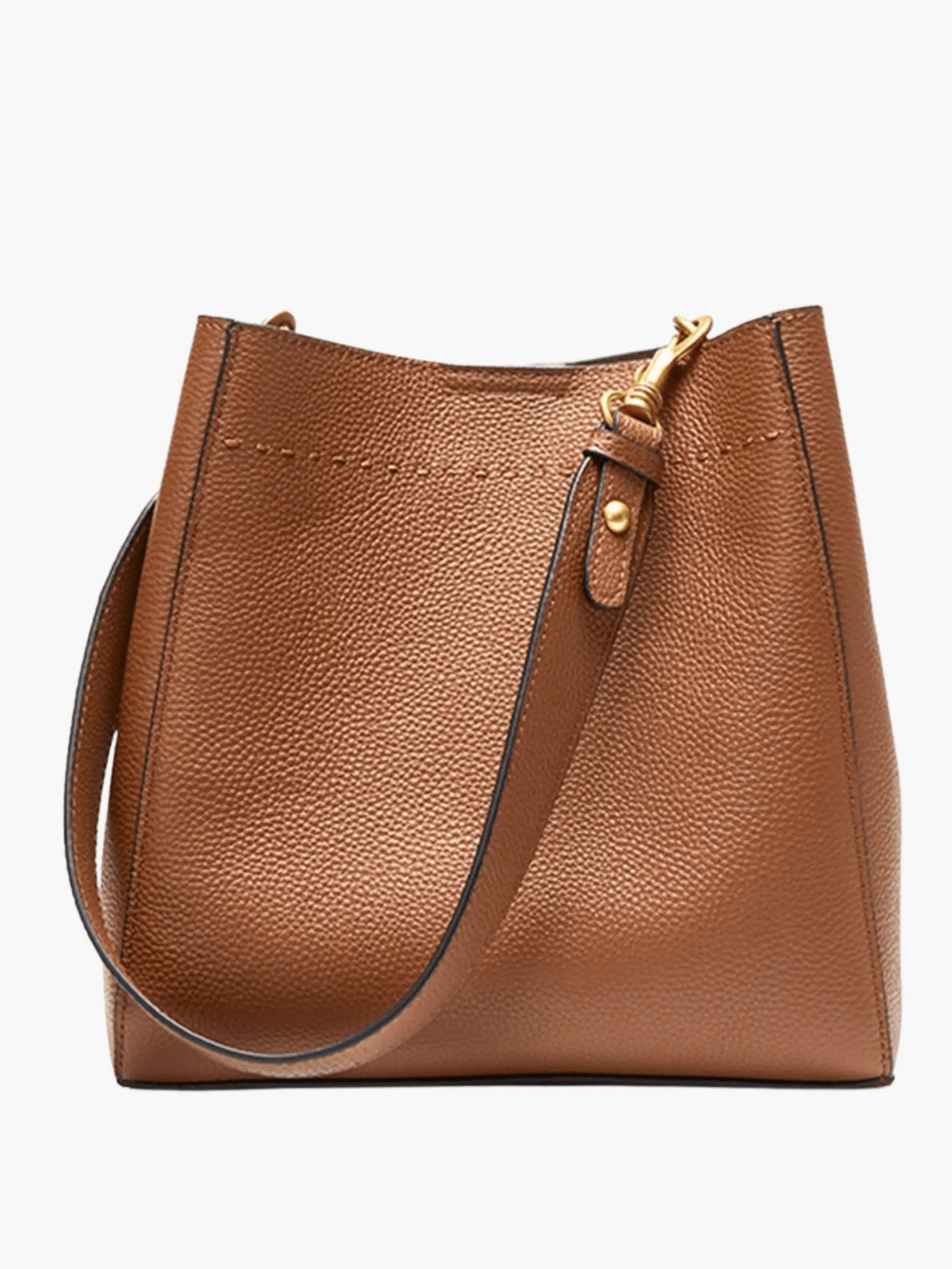 Camille | Luxe Brown Leather Bucket Bag – Classic & Versatile - in Black | Arvea Bags