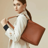 Camille | Luxe Brown Leather Bucket Bag – Classic & Versatile - in Black | Arvea Bags