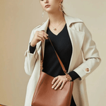 Camille | Luxe Brown Leather Bucket Bag – Classic & Versatile - in Black | Arvea Bags