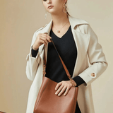 Camille | Luxe Brown Leather Bucket Bag – Classic & Versatile - in Black | Arvea Bags