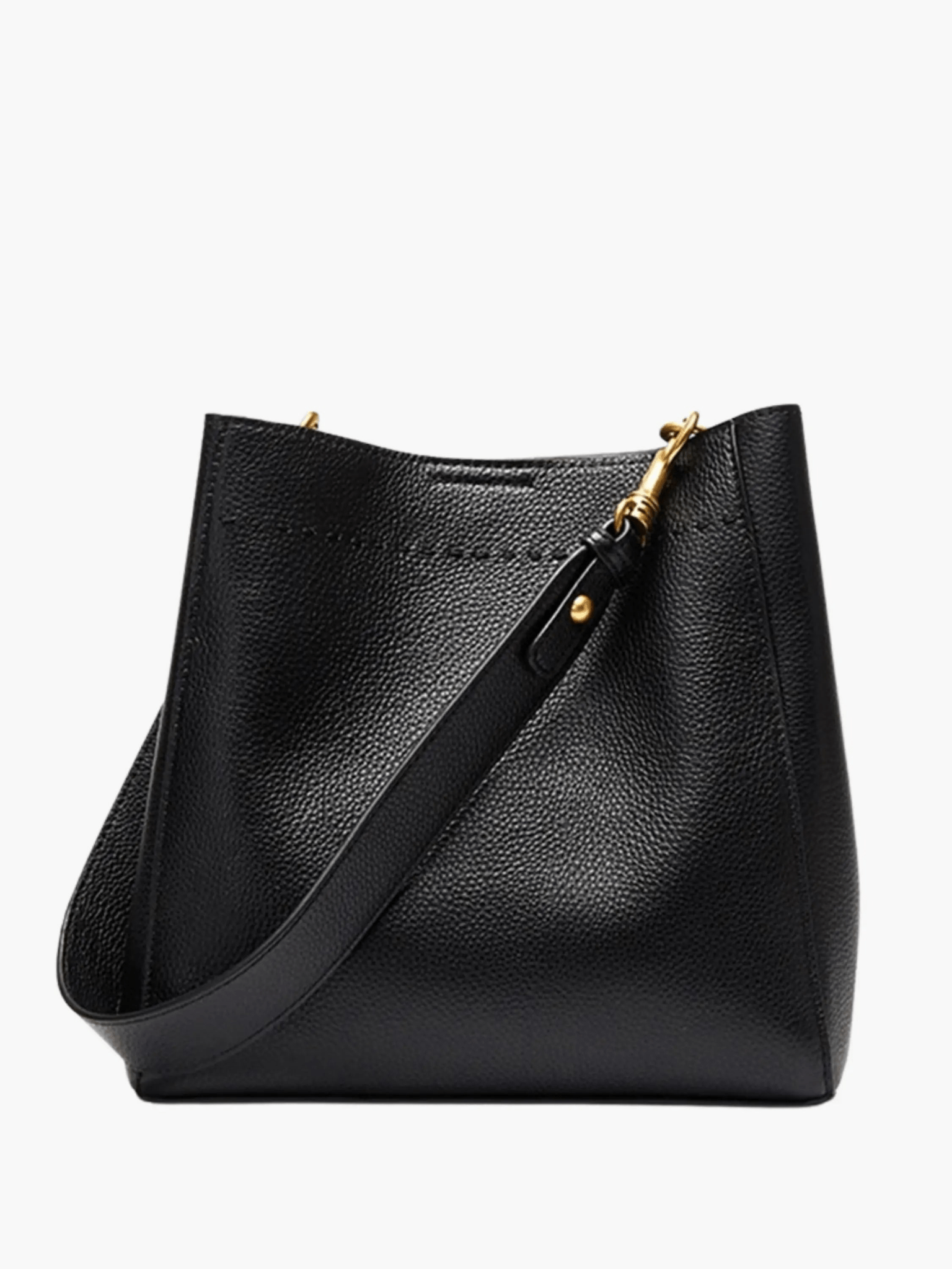 Camille | Luxe Brown Leather Bucket Bag – Classic & Versatile - in Black | Arvea Bags