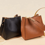 Camille | Luxe Brown Leather Bucket Bag – Classic & Versatile - in Black | Arvea Bags