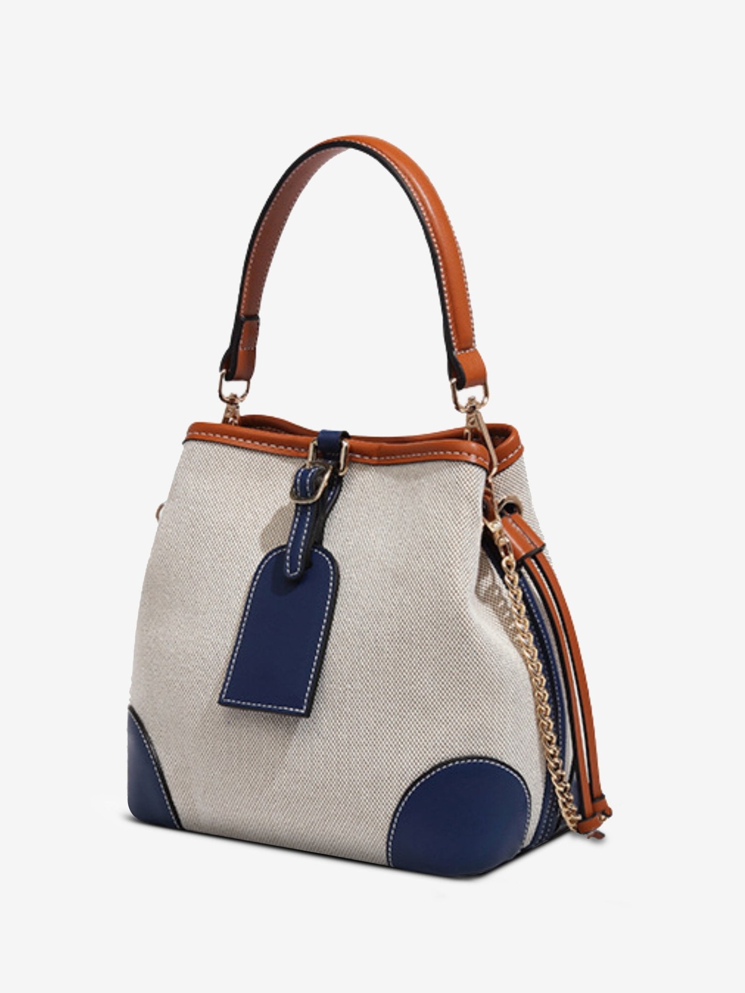 Canvas Leather Bucket Bag for Women – Chic & Modern Design - in Blue | Arvea Bags