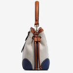 Canvas Leather Bucket Bag for Women – Chic & Modern Design - in Blue | Arvea Bags