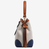Canvas Leather Bucket Bag for Women – Chic & Modern Design - in Blue | Arvea Bags
