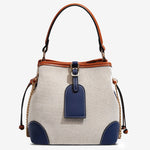 Canvas Leather Bucket Bag for Women – Chic & Modern Design - in Blue | Arvea Bags