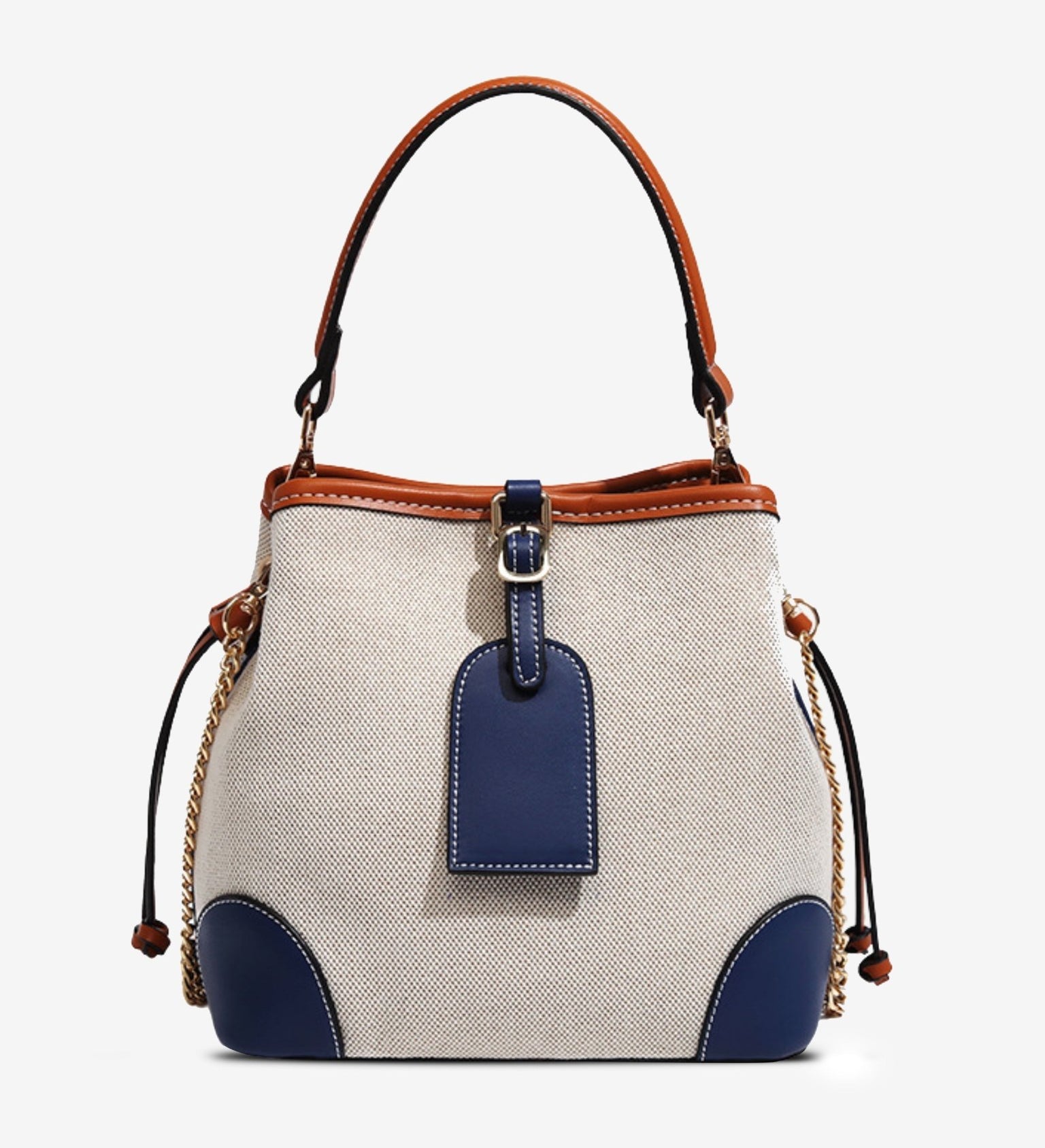 Canvas Leather Bucket Bag for Women – Chic & Modern Design - in Blue | Arvea Bags