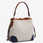 Canvas Leather Bucket Bag for Women – Chic & Modern Design - in Blue | Arvea Bags