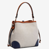 Canvas Leather Bucket Bag for Women – Chic & Modern Design - in Blue | Arvea Bags