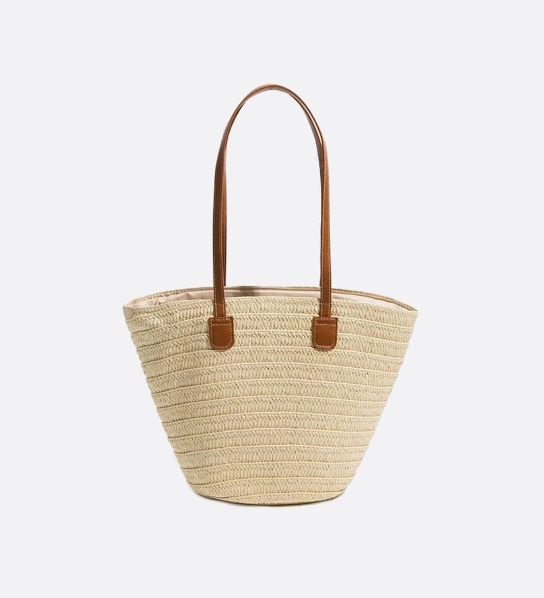 Capri Classic Straw Tote – Woven Handbag - in Beige | Arvea Bags