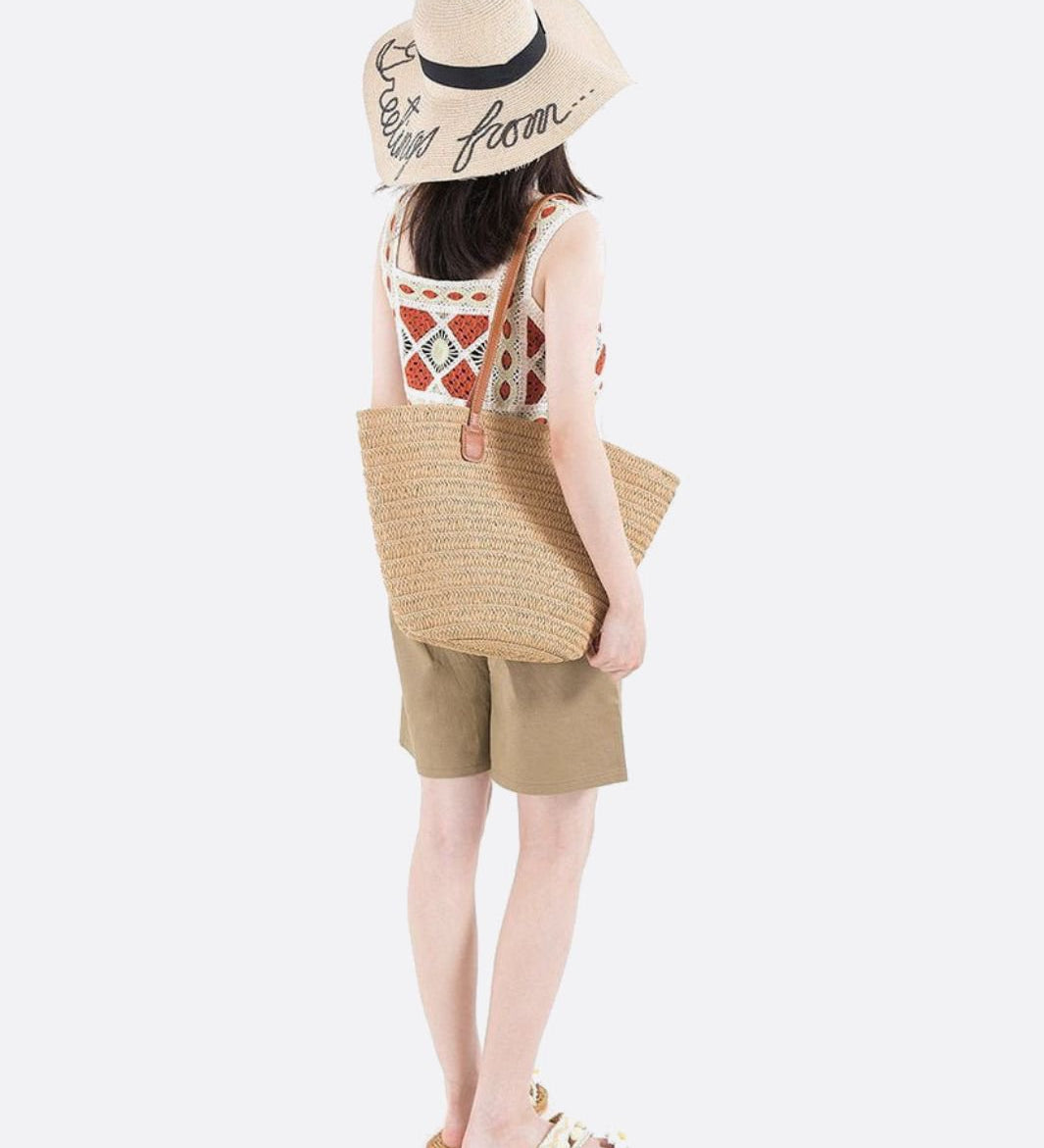 Capri Classic Straw Tote – Woven Handbag - in Light Brown | Arvea Bags