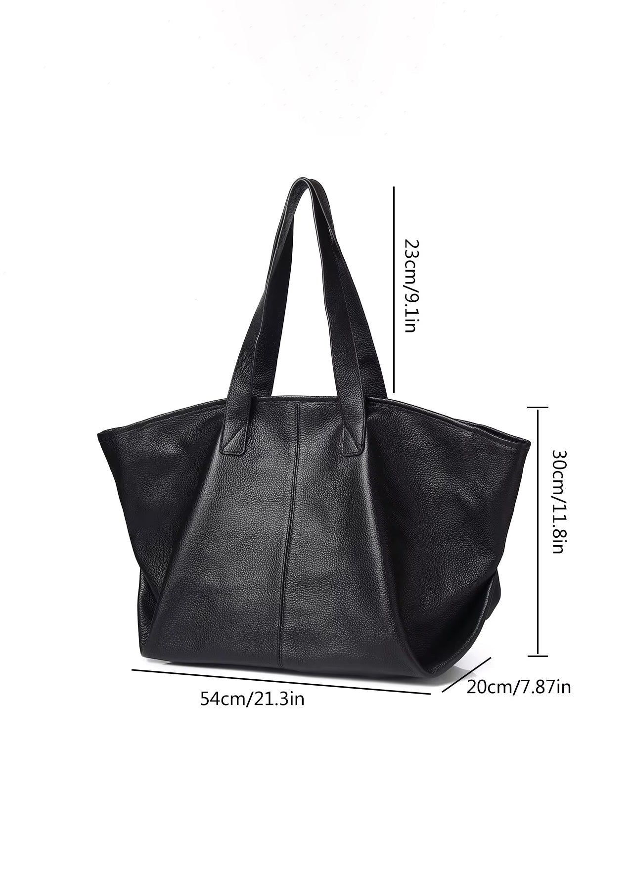 Caro | Oversized Leather Tote – Soft Structure & Everyday Carryall - in Black | Arvea Bags