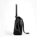 Celeste | Black Croc - Embossed Leather Handbag – Sophisticated & Chic - in Black | Arvea Bags