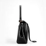 Celeste | Black Croc - Embossed Leather Handbag – Sophisticated & Chic - in Black | Arvea Bags