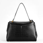 Celeste | Black Croc - Embossed Leather Handbag – Sophisticated & Chic - in Black | Arvea Bags