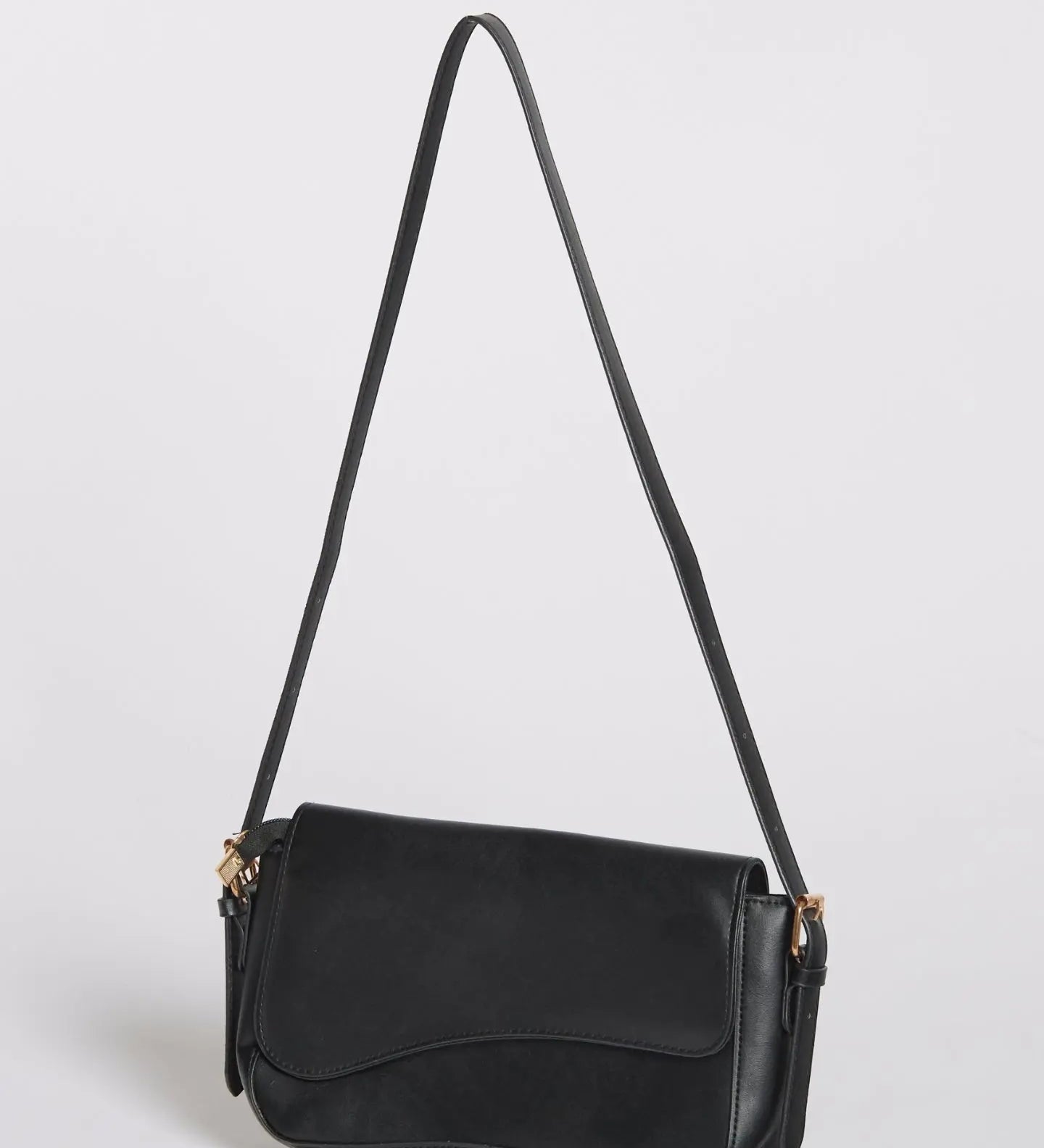 Celeste | Black Leather Shoulder Bag – Sleek & Modern - in Black | Arvea Bags