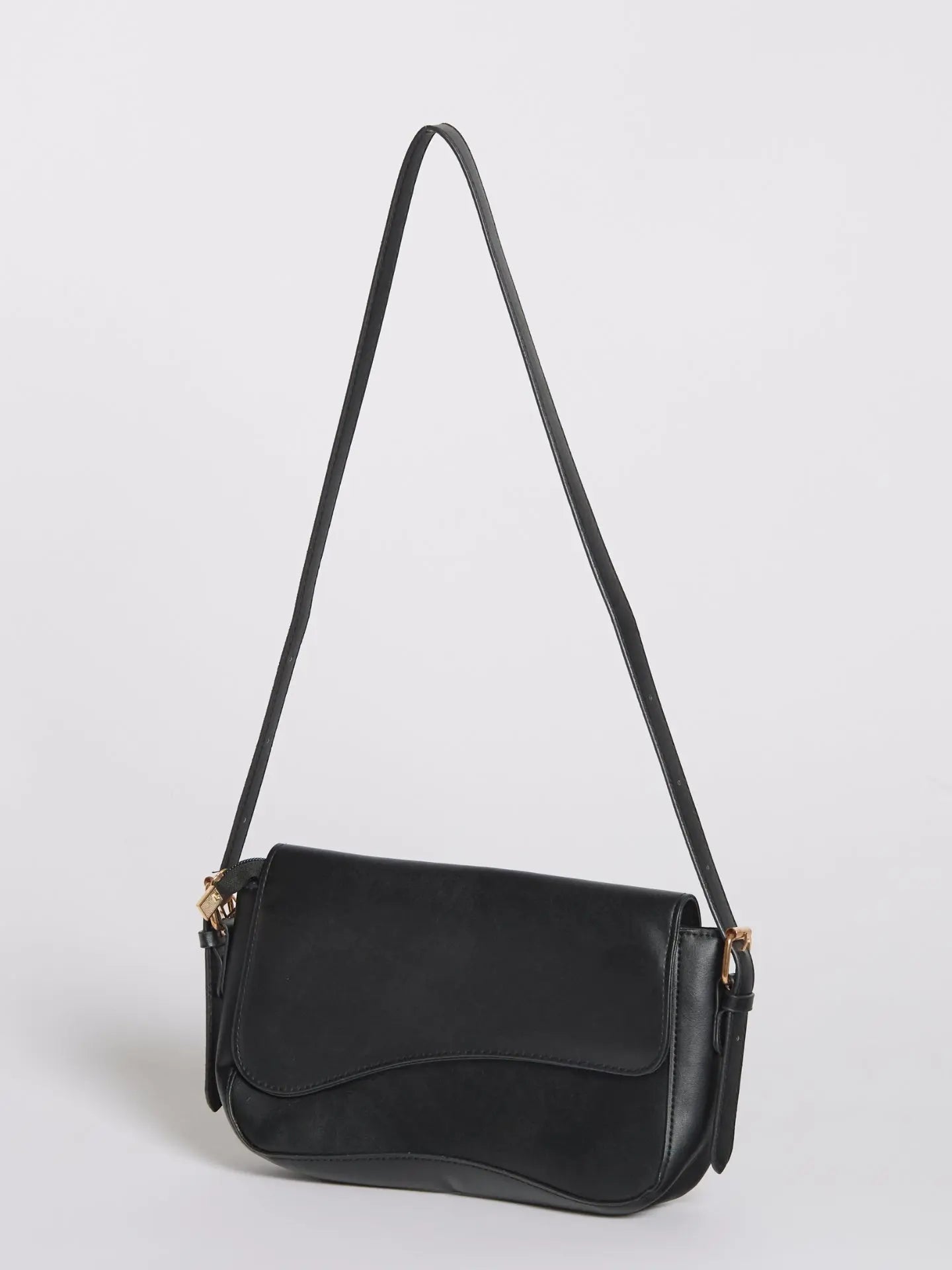 Celeste | Black Leather Shoulder Bag – Sleek & Modern - in Black | Arvea Bags
