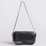 Celeste | Black Leather Shoulder Bag – Sleek & Modern - in Black | Arvea Bags