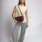 Celeste | Black Leather Shoulder Bag – Sleek & Modern - in Brown | Arvea Bags