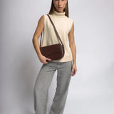Celeste | Black Leather Shoulder Bag – Sleek & Modern - in Brown | Arvea Bags