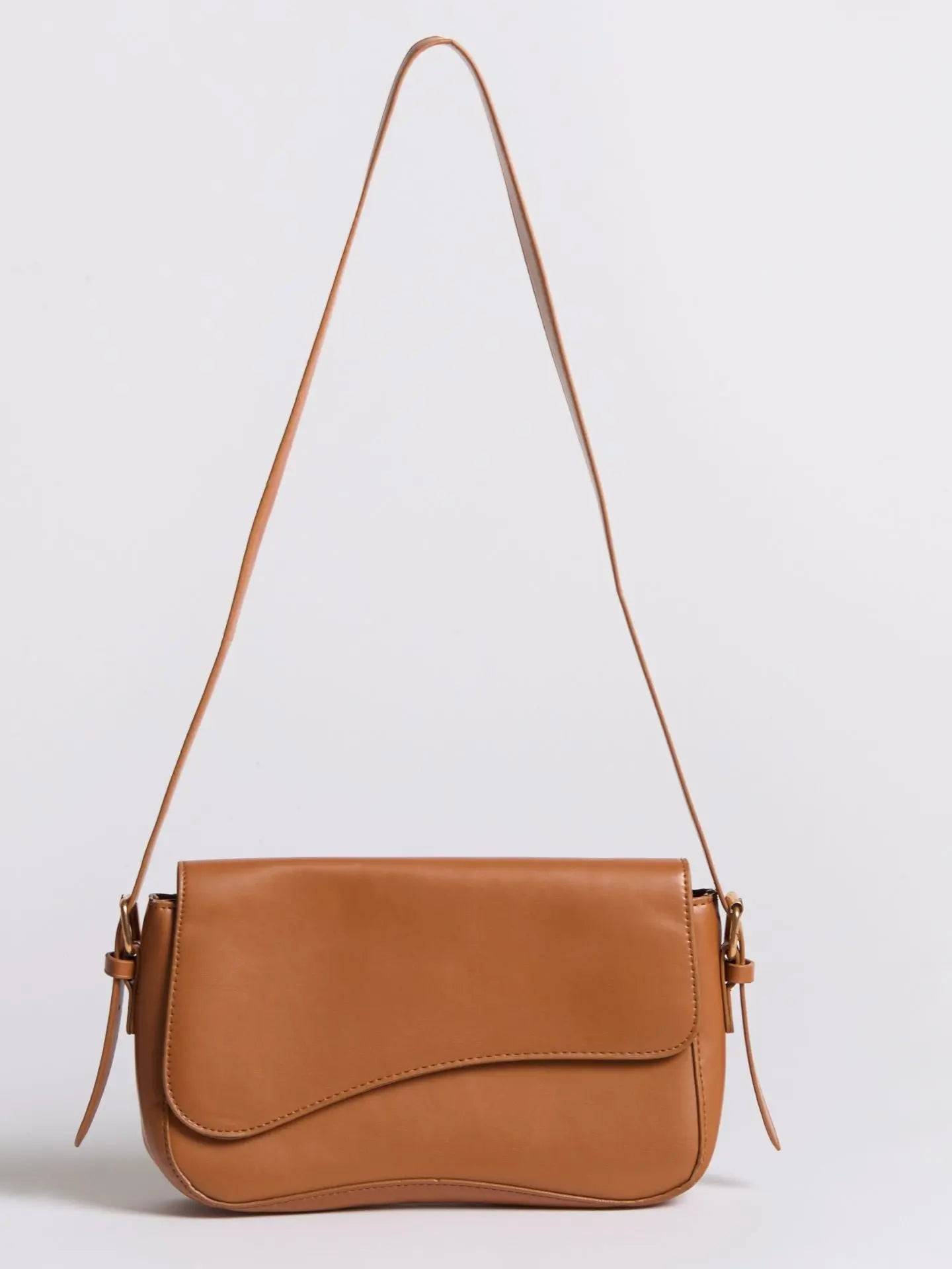 Celeste | Black Leather Shoulder Bag – Sleek & Modern - in Light Brown | Arvea Bags