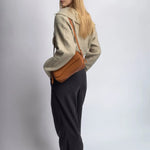 Celeste | Black Leather Shoulder Bag – Sleek & Modern - in Light Brown | Arvea Bags