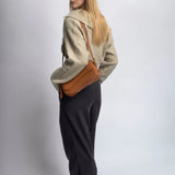 Celeste | Black Leather Shoulder Bag – Sleek & Modern - in Light Brown | Arvea Bags
