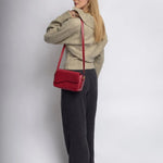 Celeste | Black Leather Shoulder Bag – Sleek & Modern - in Wine Red | Arvea Bags