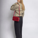 Celeste | Black Leather Shoulder Bag – Sleek & Modern - in Wine Red | Arvea Bags