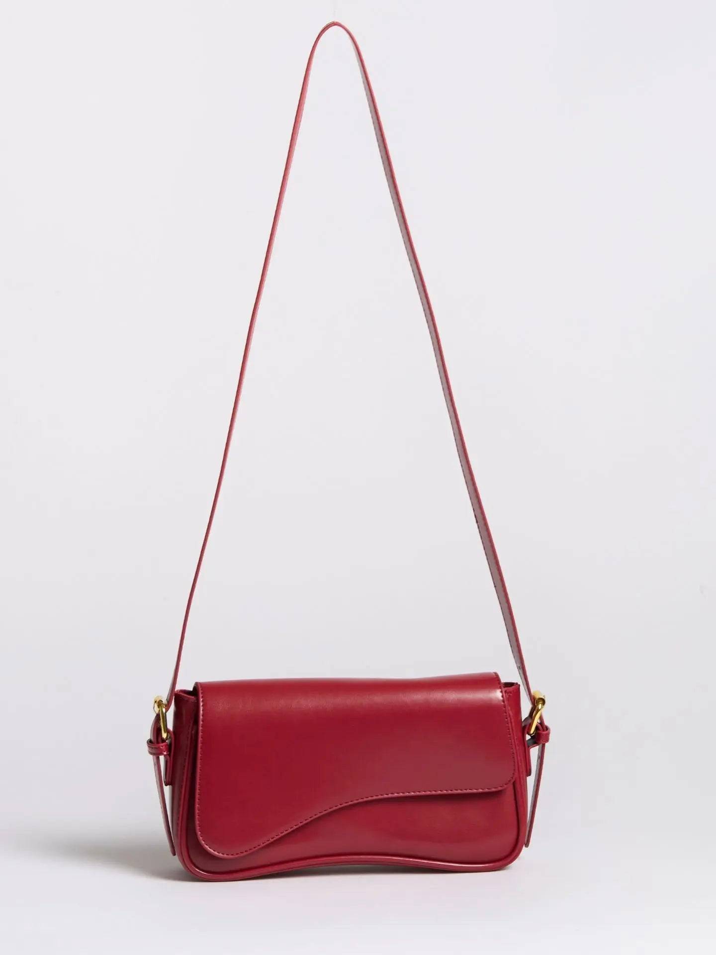 Celeste | Black Leather Shoulder Bag – Sleek & Modern - in Wine Red | Arvea Bags