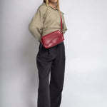 Celeste | Black Leather Shoulder Bag – Sleek & Modern - in Wine Red | Arvea Bags