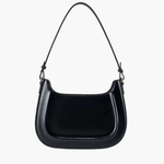 Celeste | Black Patent Leather Shoulder Bag – Sleek & Sophisticated - in Black | Arvea Bags