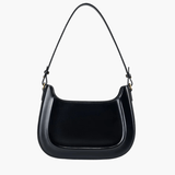 Celeste | Black Patent Leather Shoulder Bag – Sleek & Sophisticated - in Black | Arvea Bags