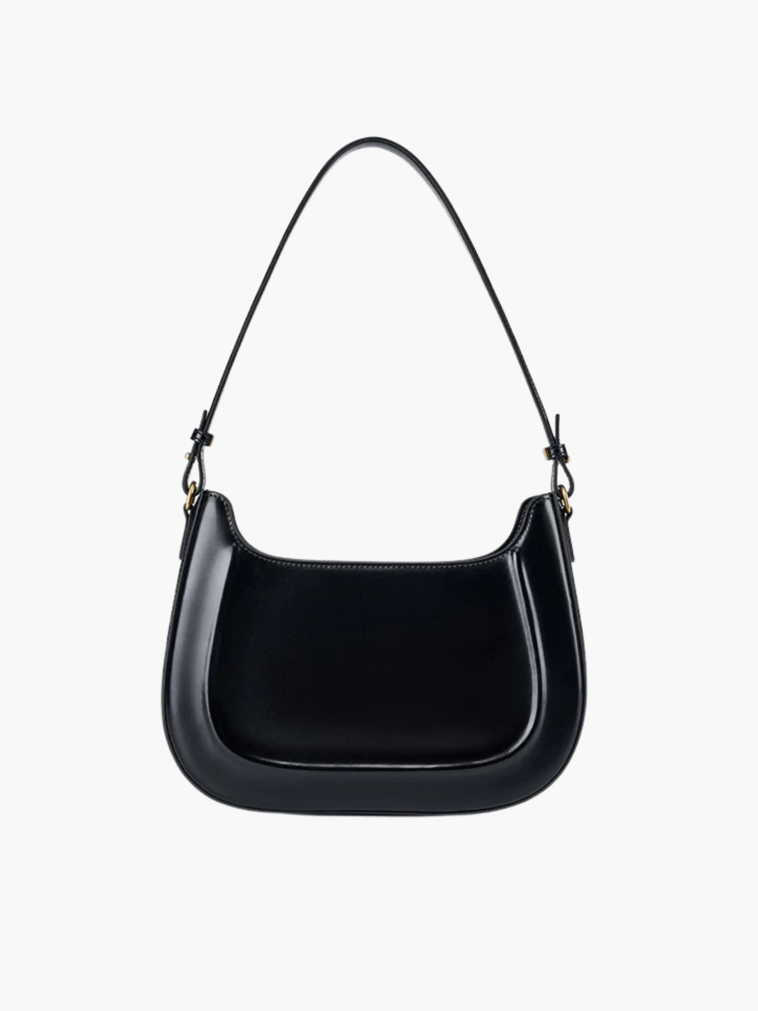 Celeste | Black Patent Leather Shoulder Bag – Sleek & Sophisticated - in Black | Arvea Bags