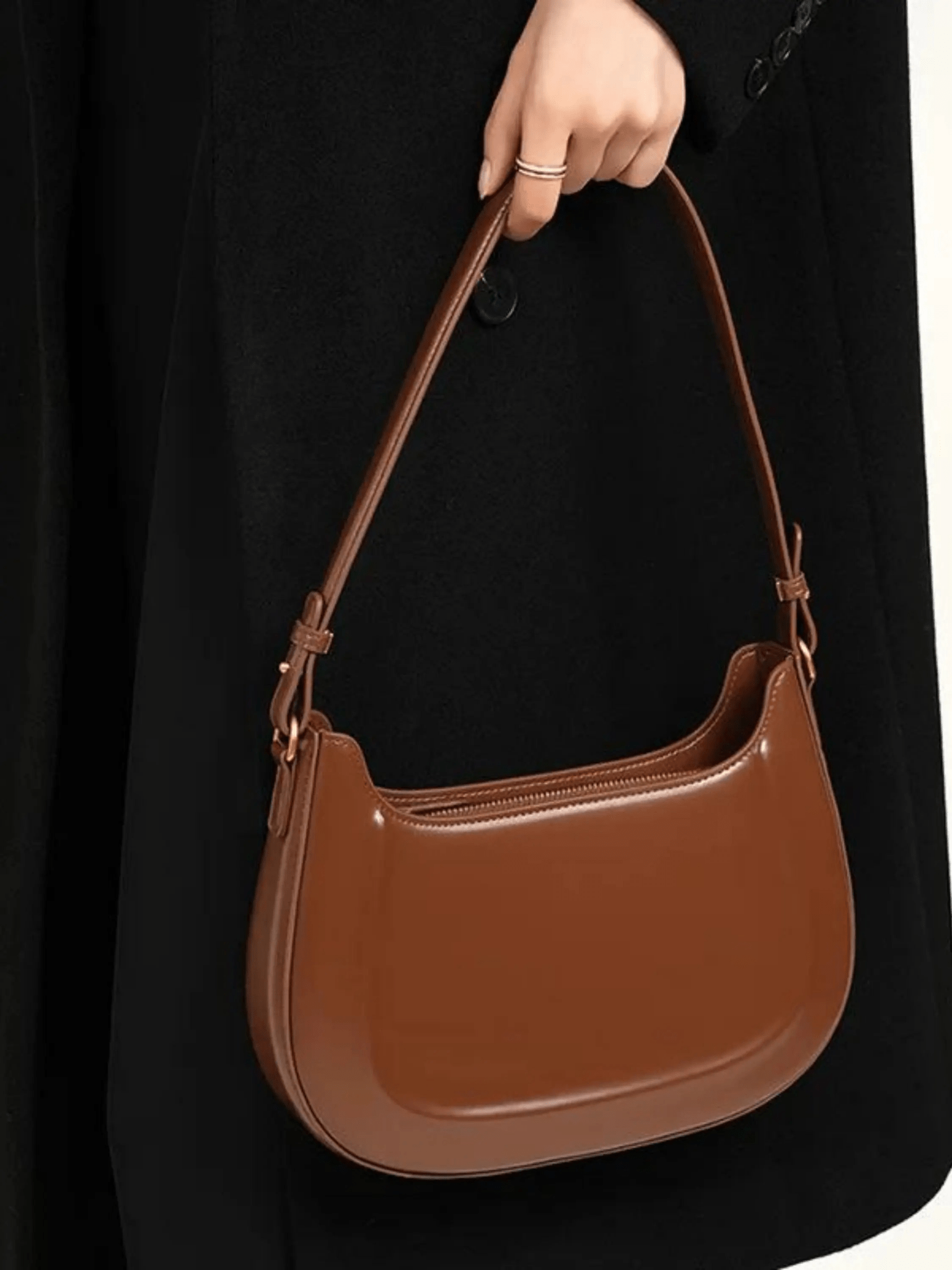 Celeste | Black Patent Leather Shoulder Bag – Sleek & Sophisticated - in Red | Arvea Bags