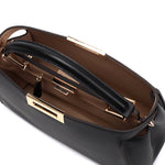 Celeste | Black Structured Leather Tote – Timeless & Chic - in Black | Arvea Bags