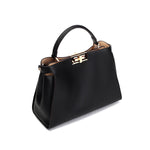 Celeste | Black Structured Leather Tote – Timeless & Chic - in Black | Arvea Bags