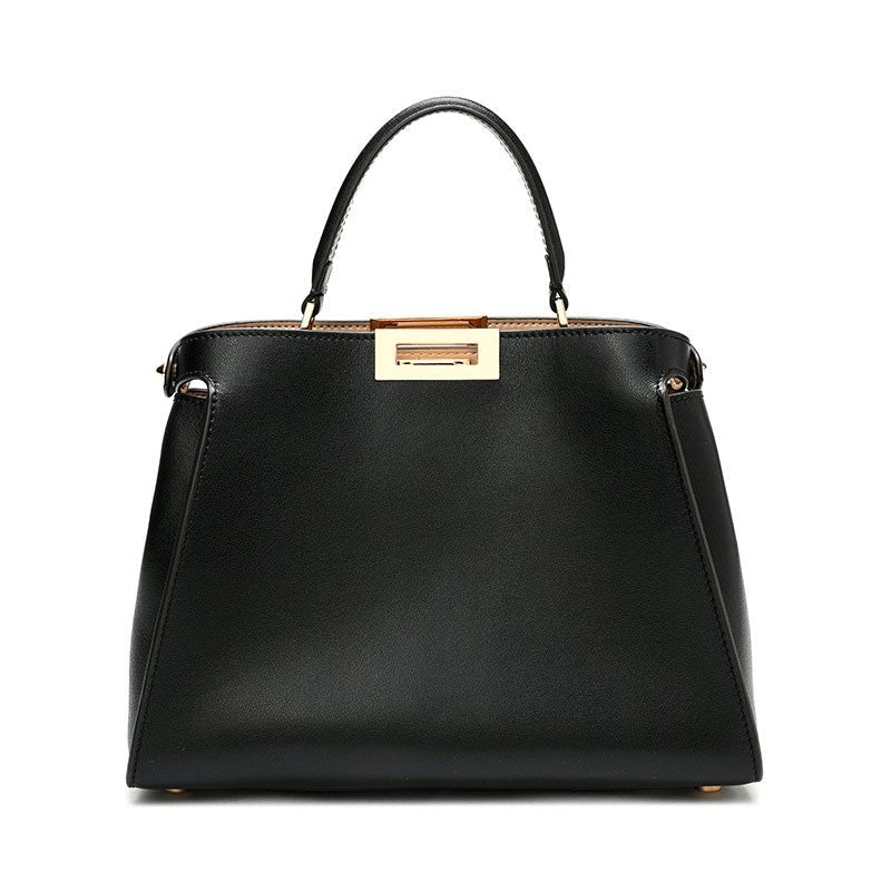 Celeste | Black Structured Leather Tote – Timeless & Chic - in Black | Arvea Bags