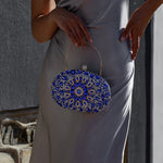 Celeste | Blue Crystal Sunburst Evening Clutch – Royal Radiance - in Blue | Arvea Bags