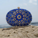 Celeste | Blue Crystal Sunburst Evening Clutch – Royal Radiance - in Blue | Arvea Bags