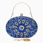 Celeste | Blue Crystal Sunburst Evening Clutch – Royal Radiance - in Blue | Arvea Bags