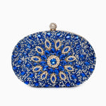 Celeste | Blue Crystal Sunburst Evening Clutch – Royal Radiance - in Blue | Arvea Bags