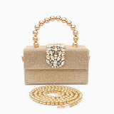 Celeste | Gold Crystal Embellished Evening Clutch – Glamorous & Luxe - in Gold | Arvea Bags
