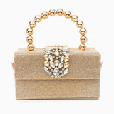 Celeste | Gold Crystal Embellished Evening Clutch – Glamorous & Luxe - in Gold | Arvea Bags