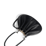 Celeste | Luxe Black Leather Drawstring Bag – Unique & Elegant - in Black | Arvea Bags