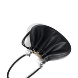 Celeste | Luxe Black Leather Drawstring Bag – Unique & Elegant - in Black | Arvea Bags