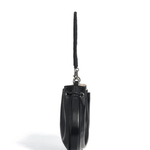 Celeste | Luxe Black Leather Drawstring Bag – Unique & Elegant - in Black | Arvea Bags
