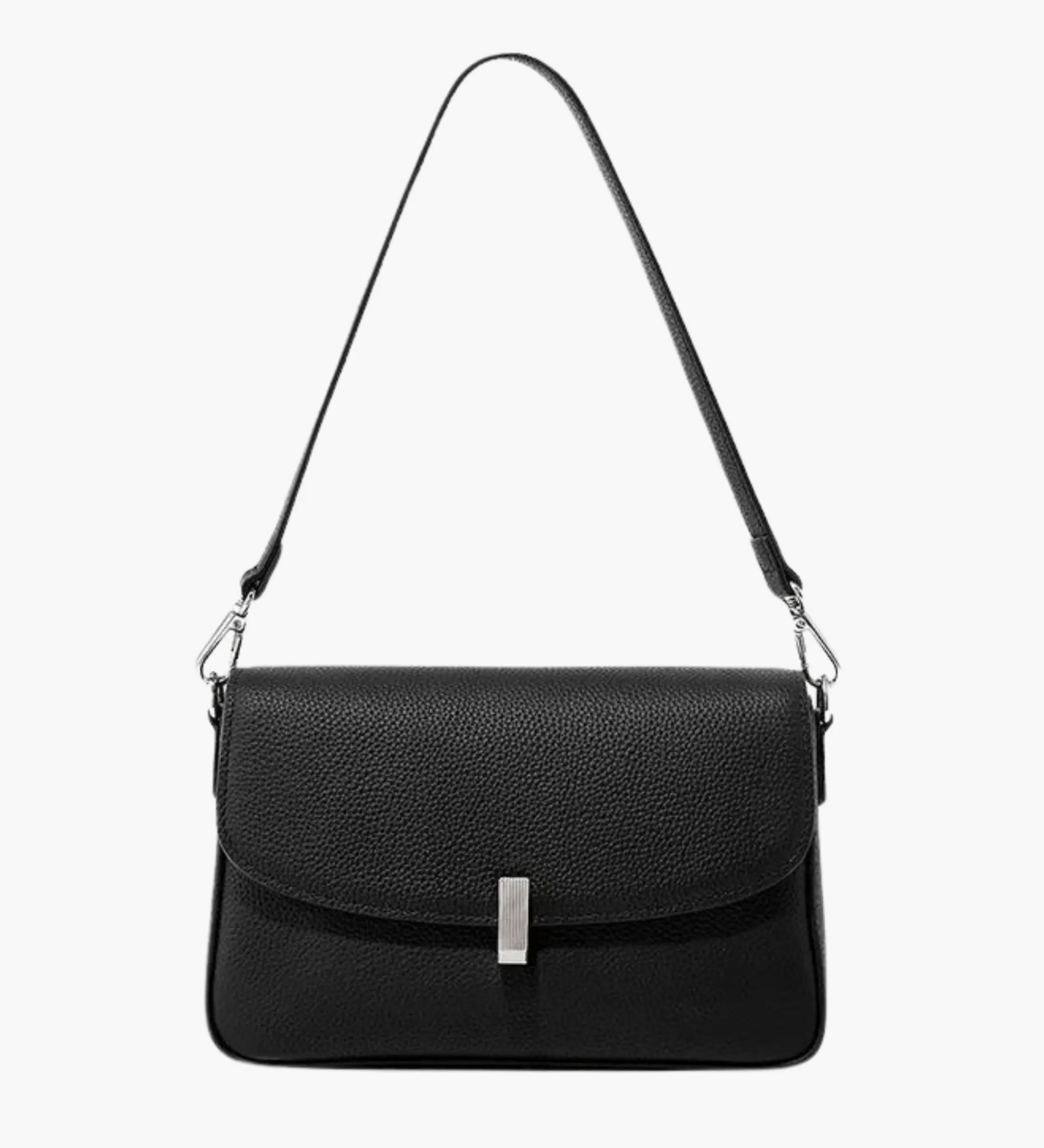 Celeste | Luxe Pebbled Leather Shoulder Bag – Effortless Sophistication - in Black | Arvea Bags
