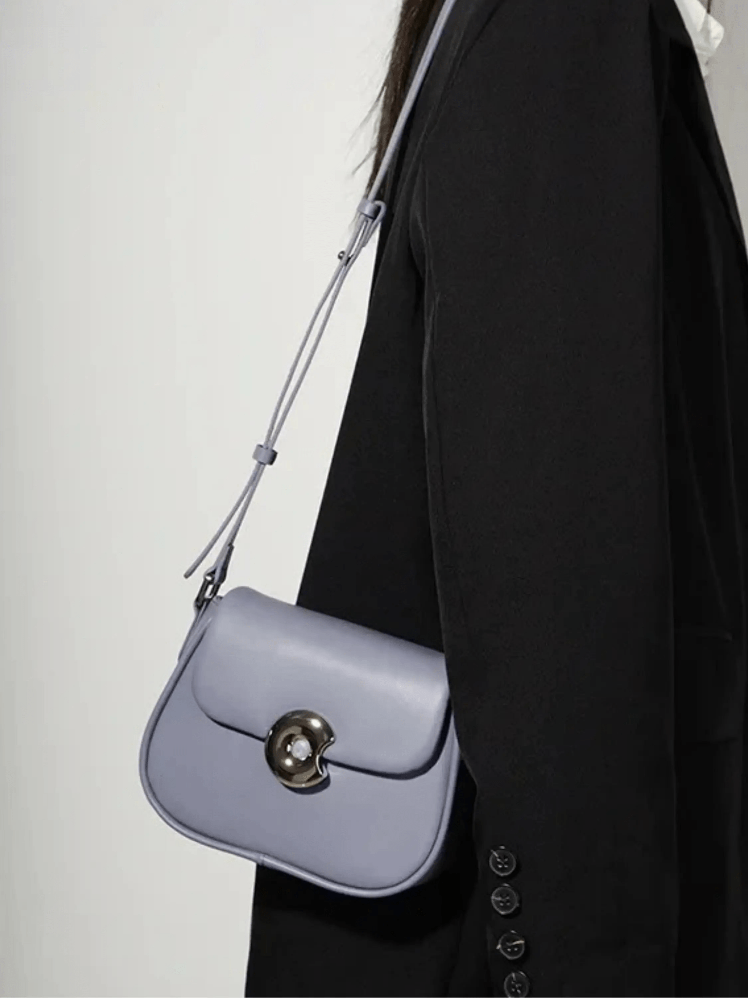 Celeste | Periwinkle Crossbody Bag – Modern Chic & Elegance - in Black | Arvea Bags
